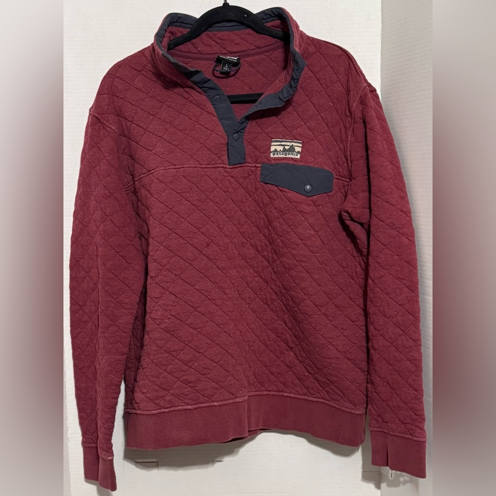 Patagonia 40th Anniversary Burgundy Diamond Quilted Pullover Sweatshirt